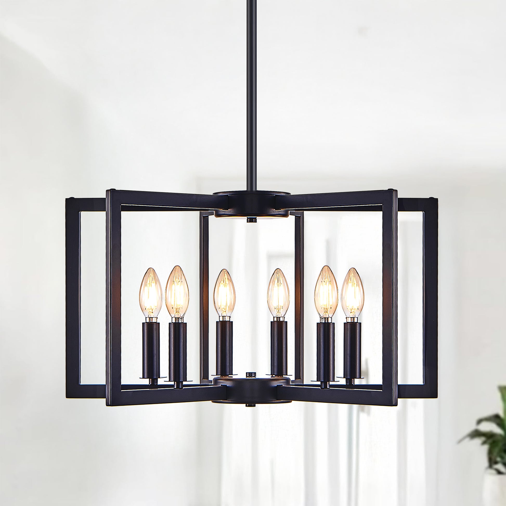 22" 6-Light Black Geometric Chandelier - view 2