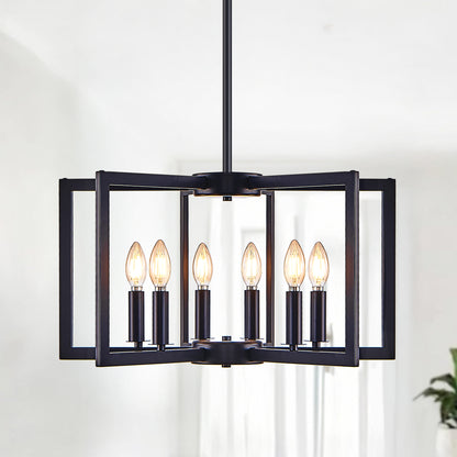 22" 6-Light Black Geometric Chandelier - view 2
