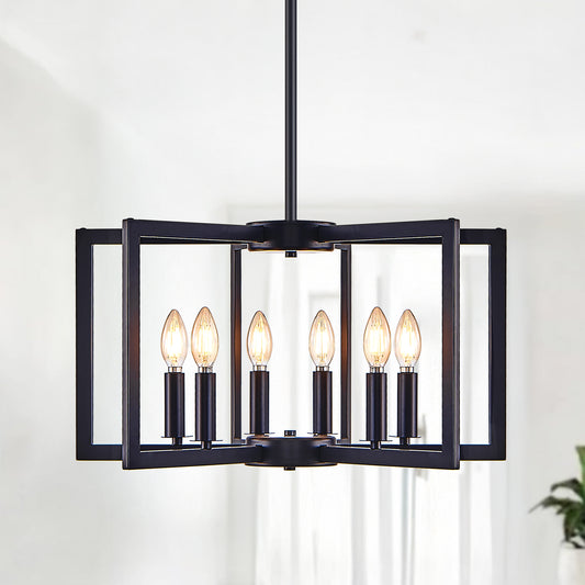22" 6-Light Black Geometric Chandelier - view 2