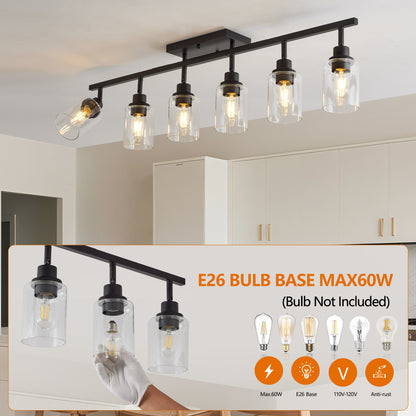 6-Light Black Track Lighting Kit with Glass Shades - view 7