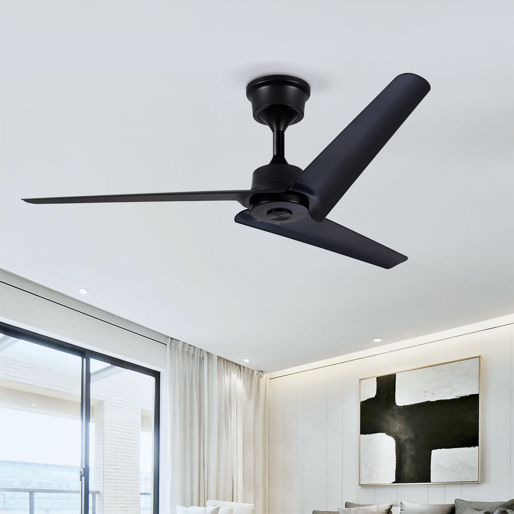 52" Black 3-Blade Ceiling Fan with Remote - view 2
