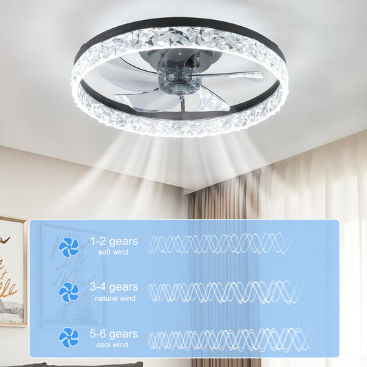 20" Black Low Profile Ceiling Fan with Dimmable LED - view 2