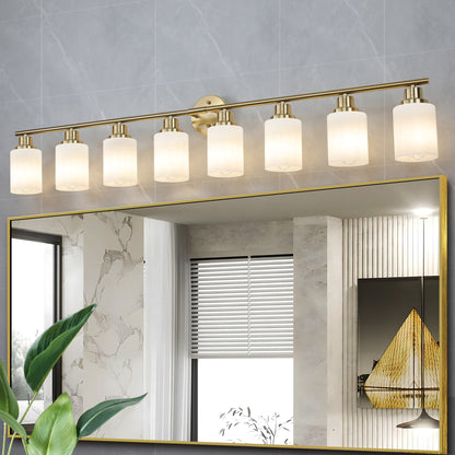 52" 8-Light Gold Vanity Light with Frosted Glass - view 4