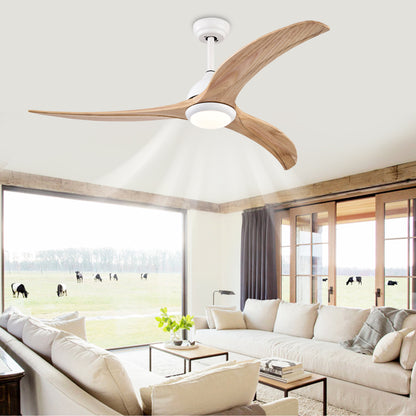 52" Matte White Solid Wood Ceiling Fan with Remote - view 4