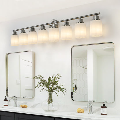 52" 8-Light Brushed Nickel Vanity Light with Frosted Glass - view 2