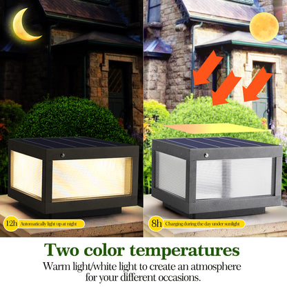 12" Black Solar LED Outdoor Post Cap Light - view 4