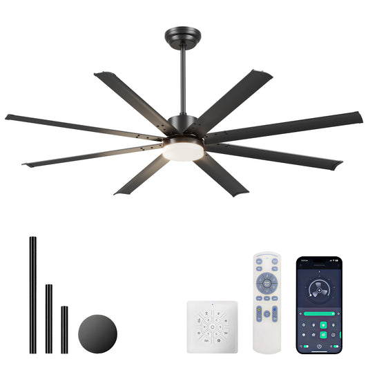 88" Black Industrial Ceiling Fan with Remote