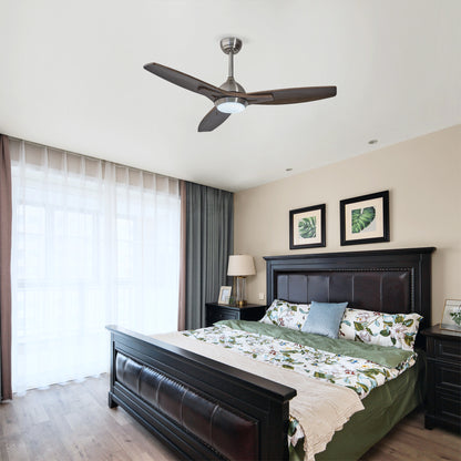 52" Nickel & Wood Reversible Ceiling Fan with Light - view 5