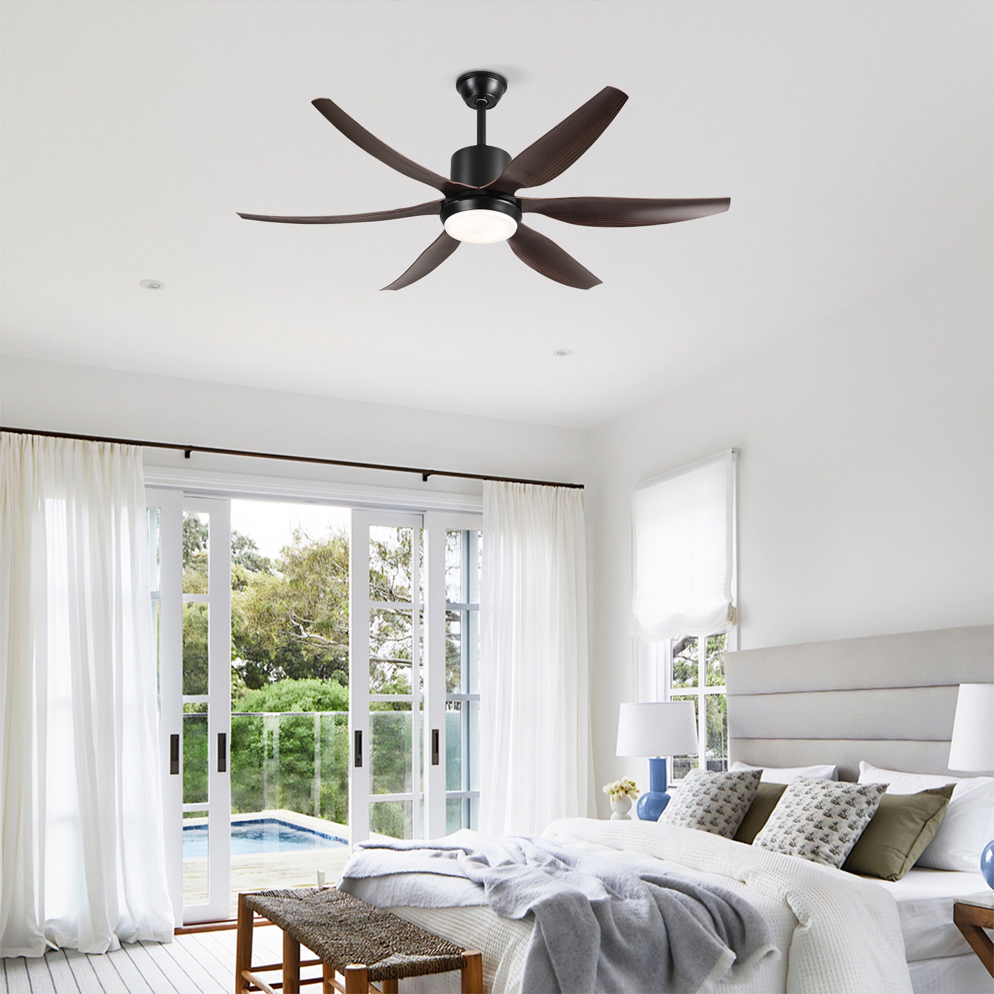 56" Matte Black 6-Blade Ceiling Fan with Remote - view 4