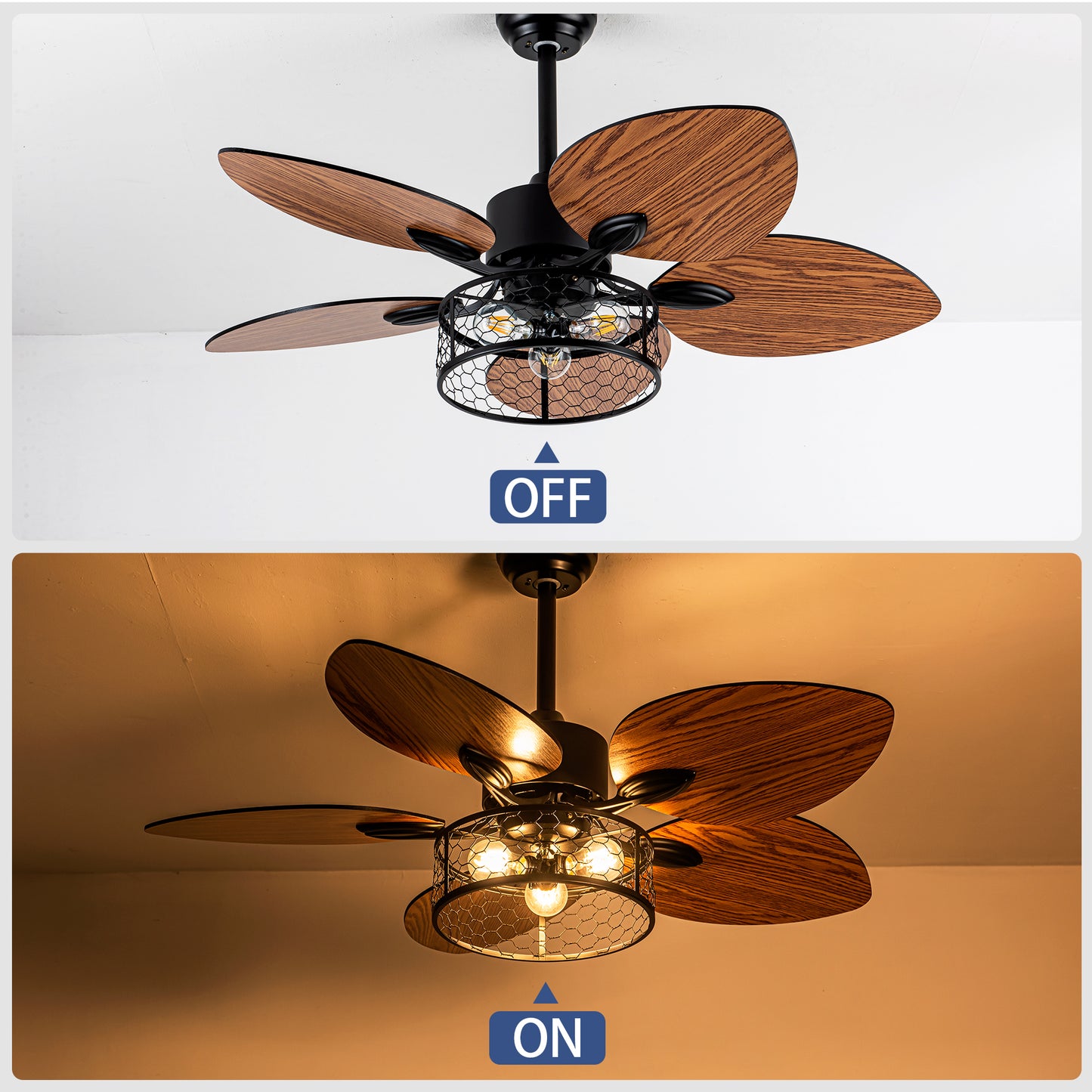 42" Matte Black Ceiling Fan with Light and Remote - view 8
