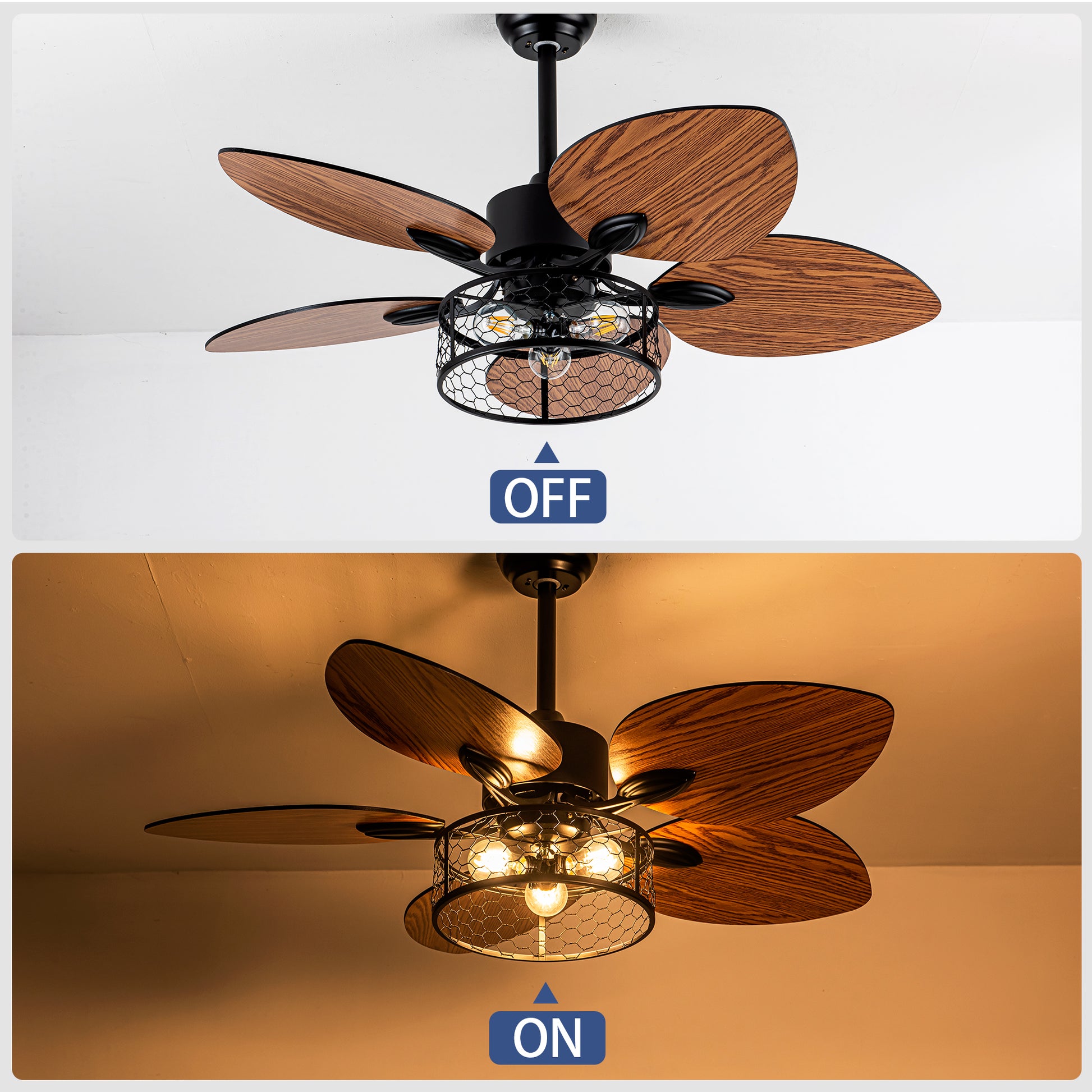 42" Matte Black Ceiling Fan with Light and Remote - view 8