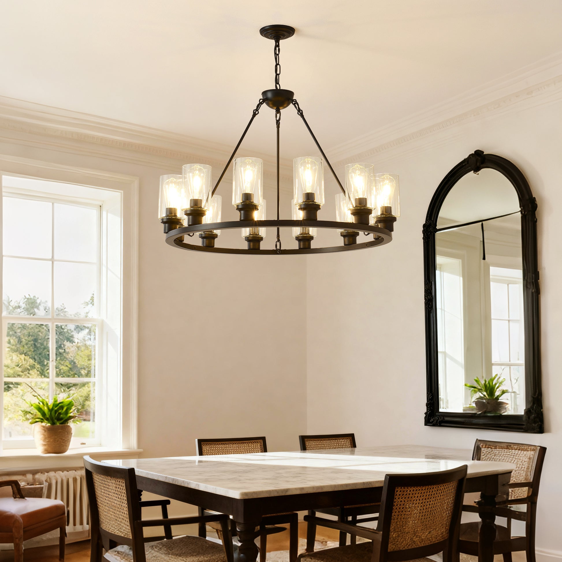 34.5" Black Wagon Wheel Farmhouse Chandelier, 12-Light - view 2