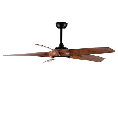 56" 5-Blade Matte Black & Wood Ceiling Fan with Remote - view 25