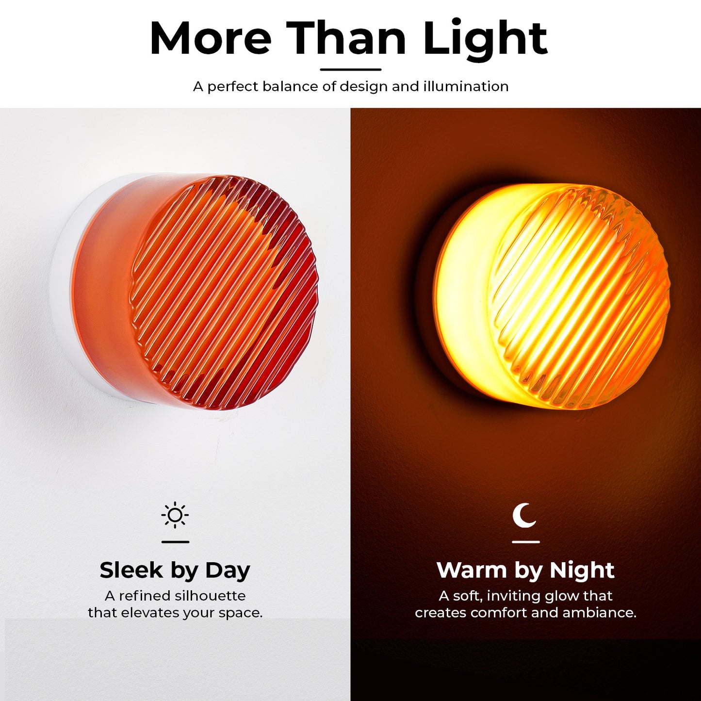 Red Round LED Wall Light with Striped Glass - view 6