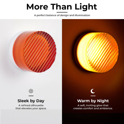 Red Round LED Wall Light with Striped Glass - view 6