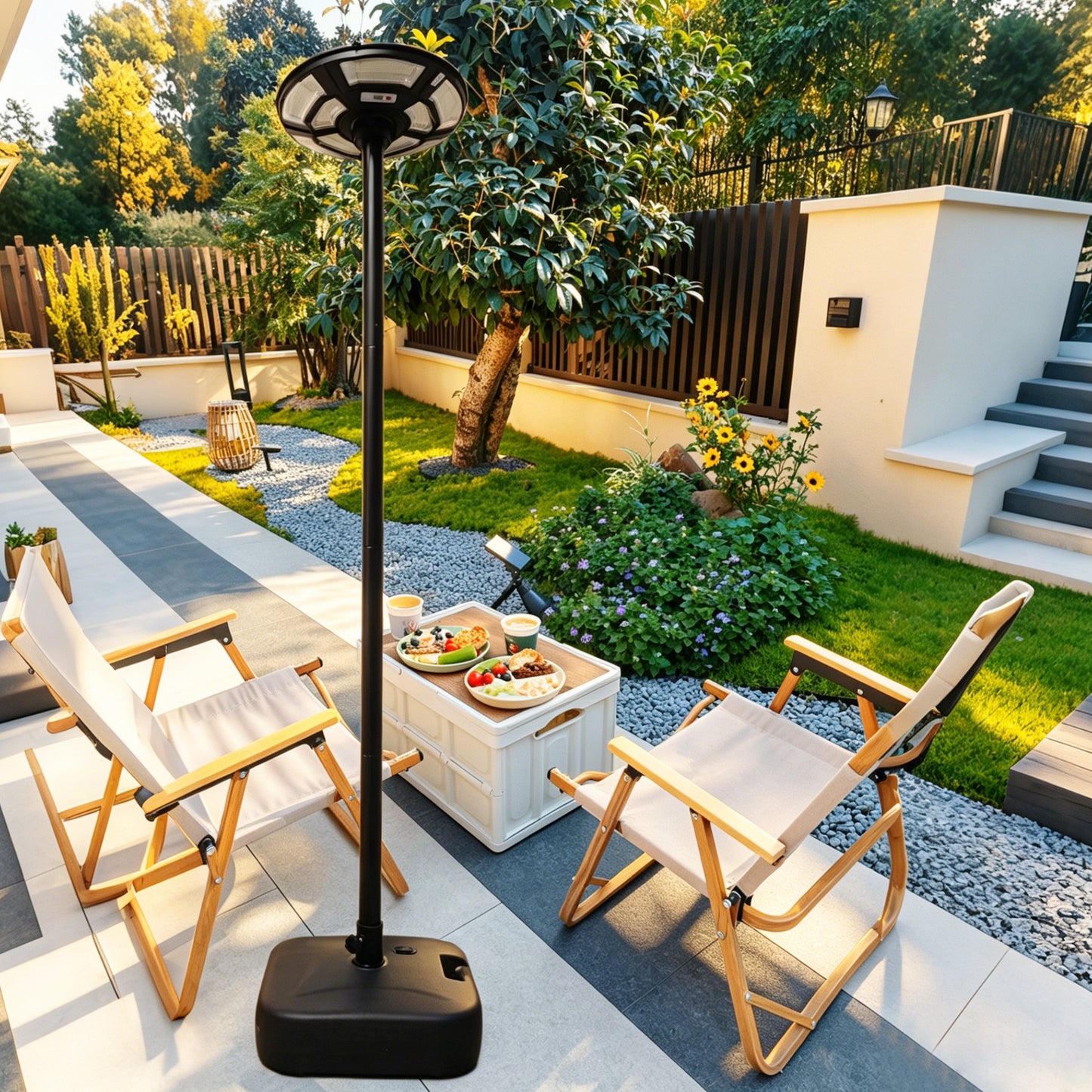 Black Solar UFO LED Street Light with Pole - view 4