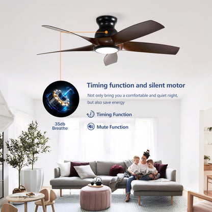 56" Matte Black & Wood Ceiling Fan with Remote - view 8