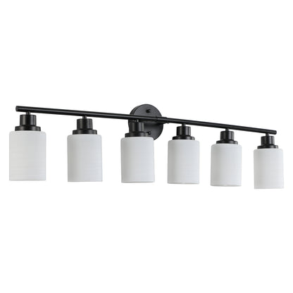39" 6-Light Black Vanity Light with Frosted Glass - view 9