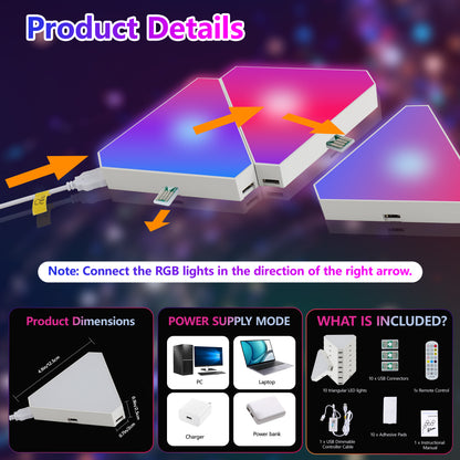 Triangular RGB LED Wall Panels, 10 Pack - view 5