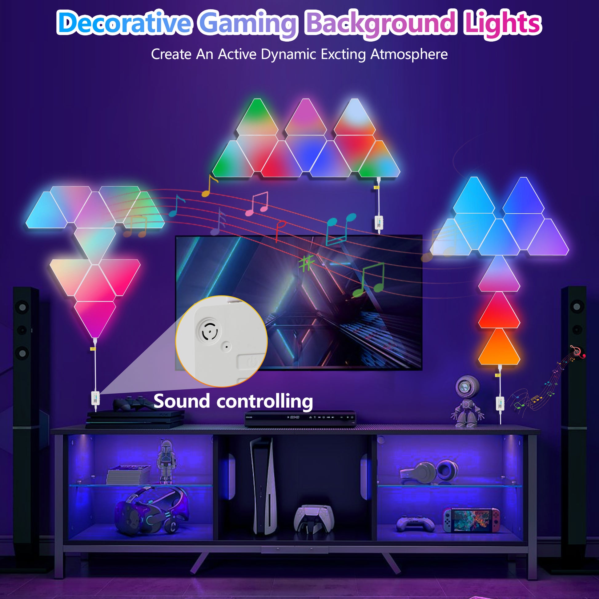 Triangular RGB LED Wall Panels, 10 Pack - view 6