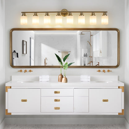 52" 8-Light Gold Vanity Light with Frosted Glass - view 3