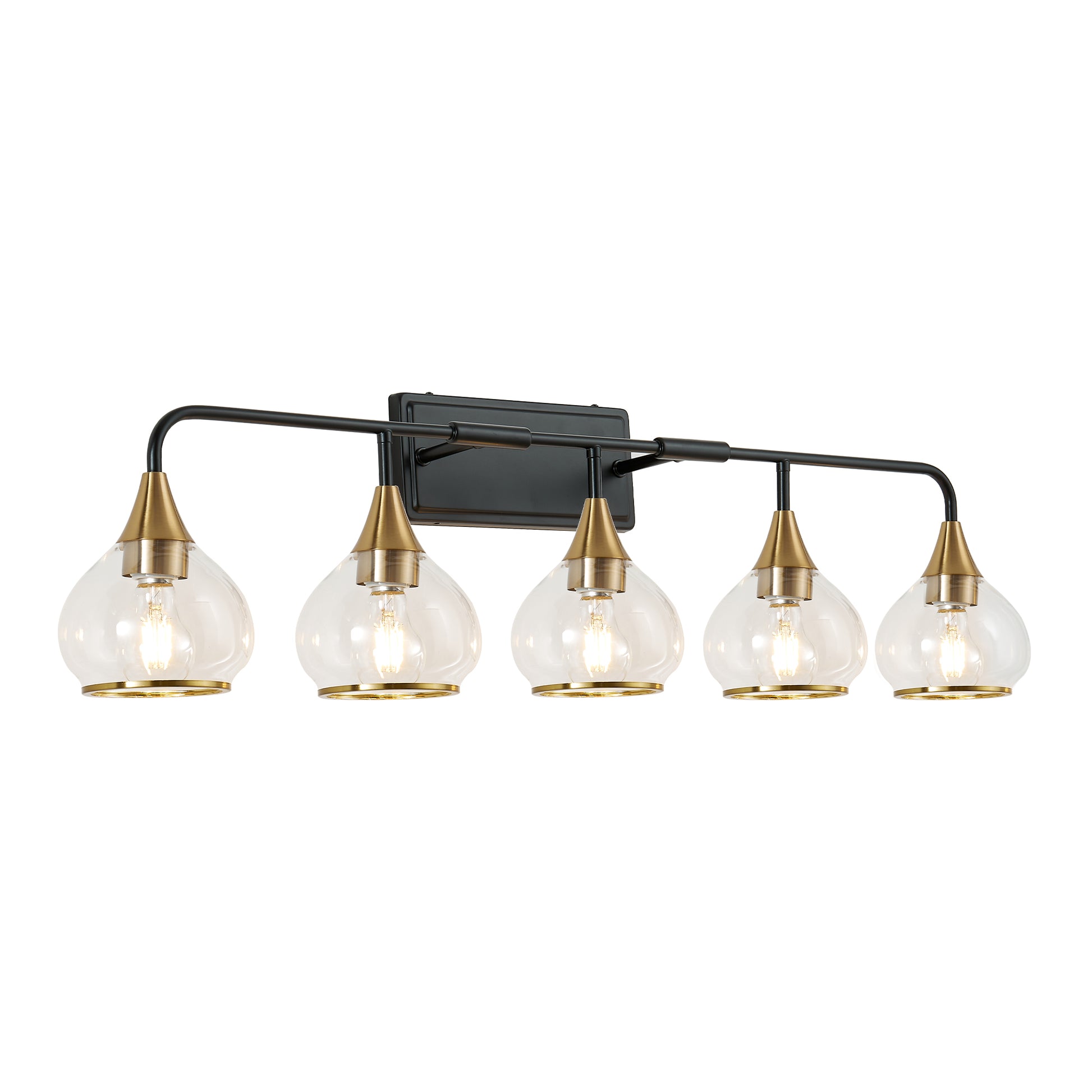 40" 5-Light Black & Gold Vanity Wall Light with Clear Glass - view 10