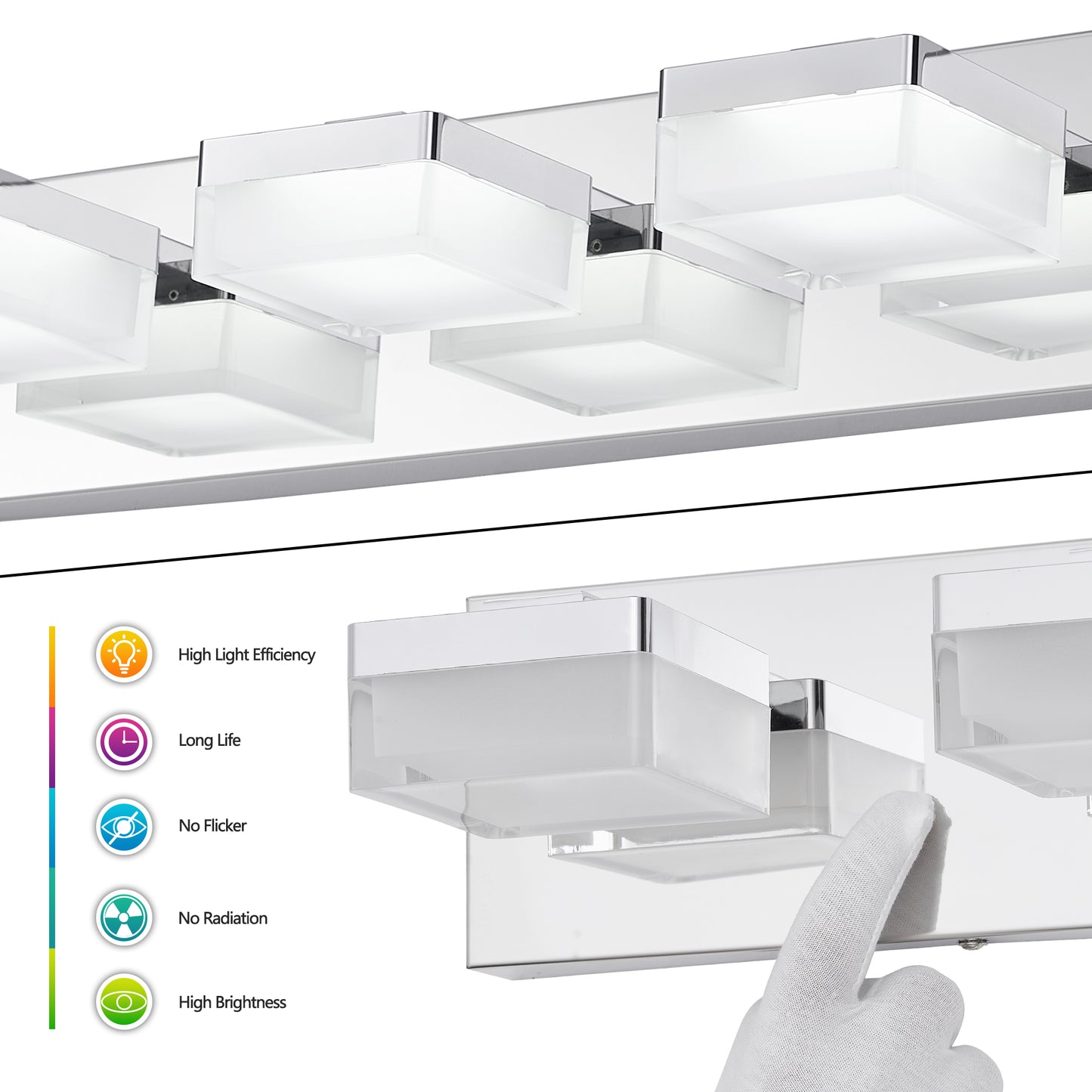 4-Light Chrome LED Bathroom Vanity Light - view 8