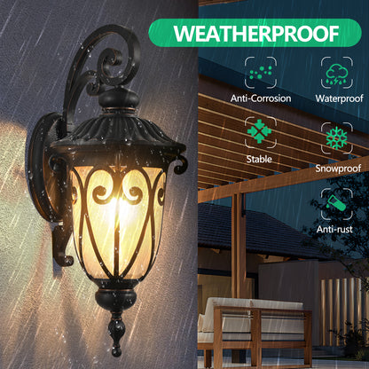 23"H Black Outdoor Wall Lantern with Bubble Glass - view 5