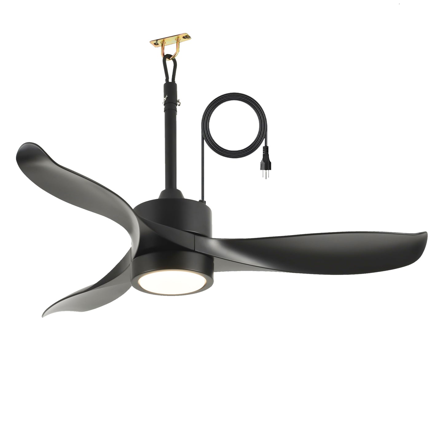 42" Matte Black Outdoor Ceiling Fan with LED Light