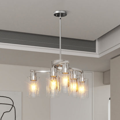 6-Light Brushed Nickel Chandelier with Clear Glass - view 2