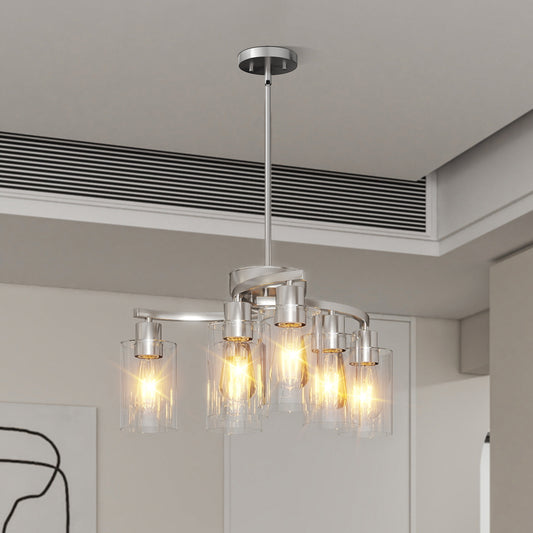 6-Light Brushed Nickel Chandelier with Clear Glass - view 2