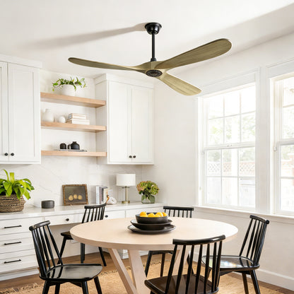 72" Ash Brown Solid Wood Ceiling Fan with Remote - view 4