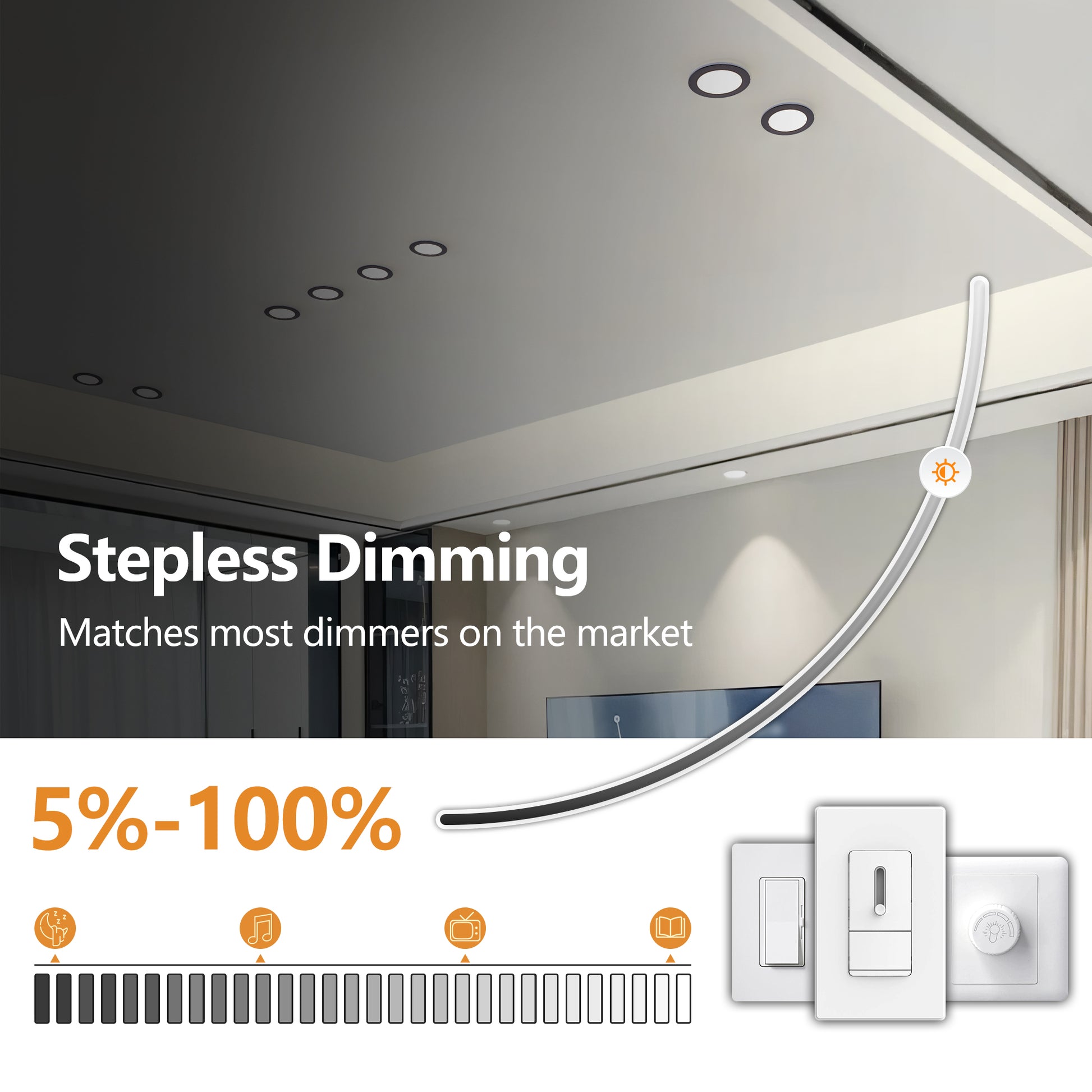 6" Black Dimmable LED Recessed Light, 6-Pack - view 5