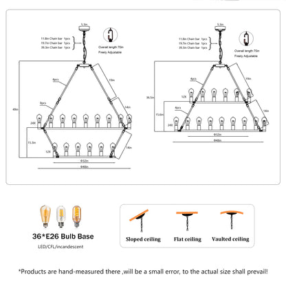 52" 2-Tier Wagon Wheel Farmhouse Chandelier, 36-Light - view 9