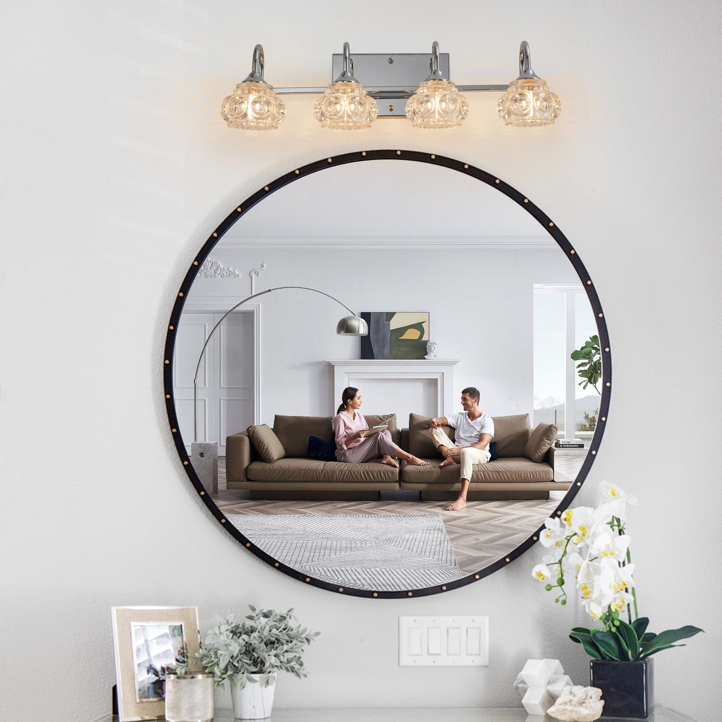 23" 4-Light Nickel Vintage Crystal Vanity Light - view 3