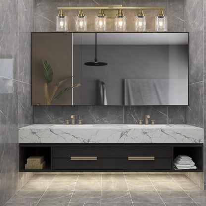 37" 6-Light Gold Vanity Light with Clear Glass - view 4