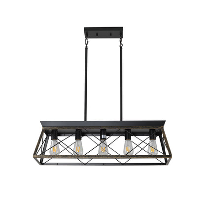 32" 5-Light Black & Gold Industrial Caged Chandelier - view 10
