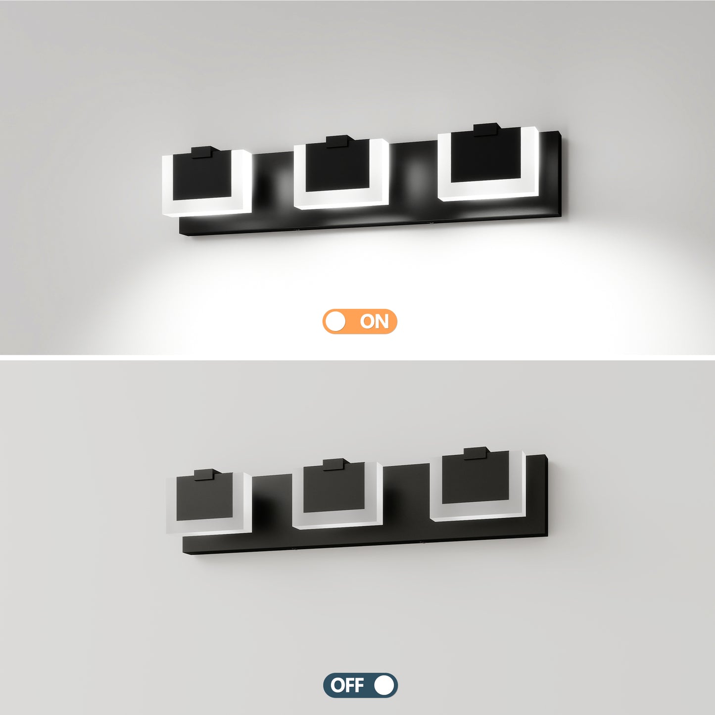 3-Light Modern Black LED Vanity Wall Light - view 6