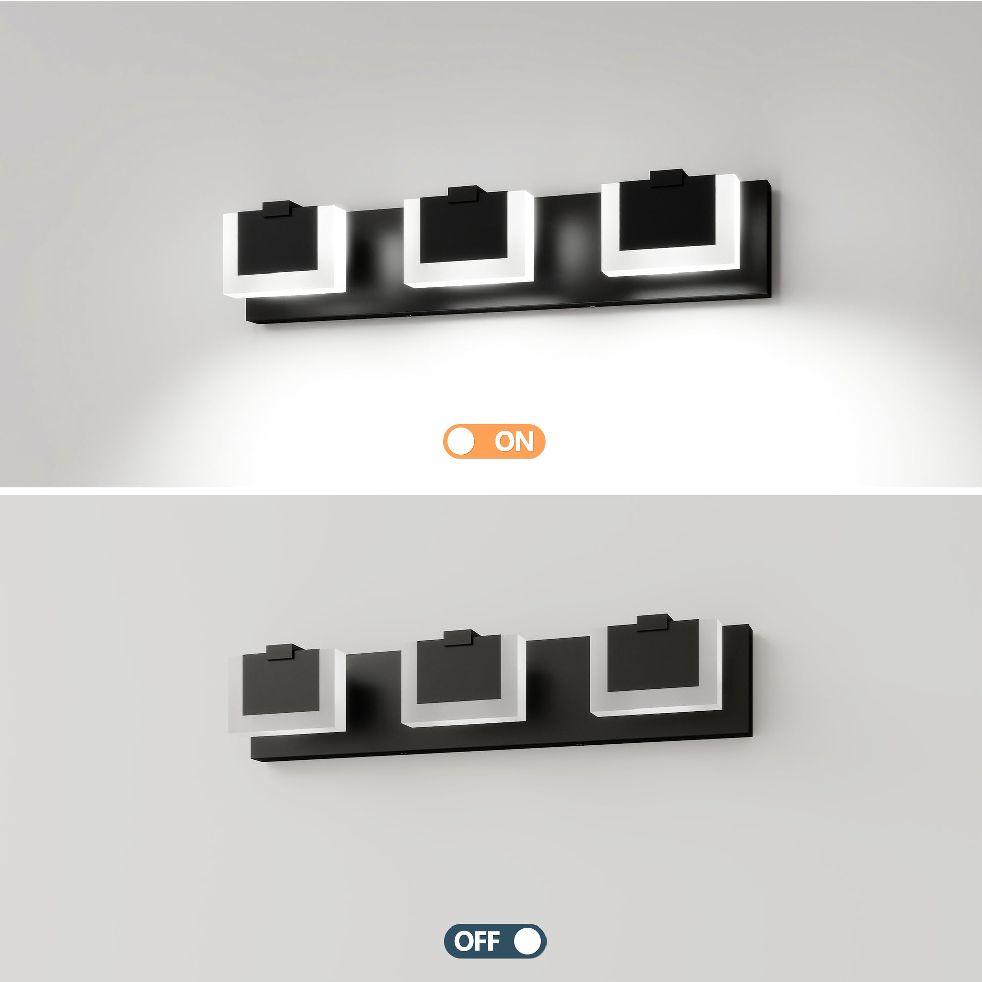 3-Light Modern Black LED Vanity Wall Light - view 6
