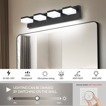 4-Light Matte Black Vanity Light with Dimmable LED - view 5
