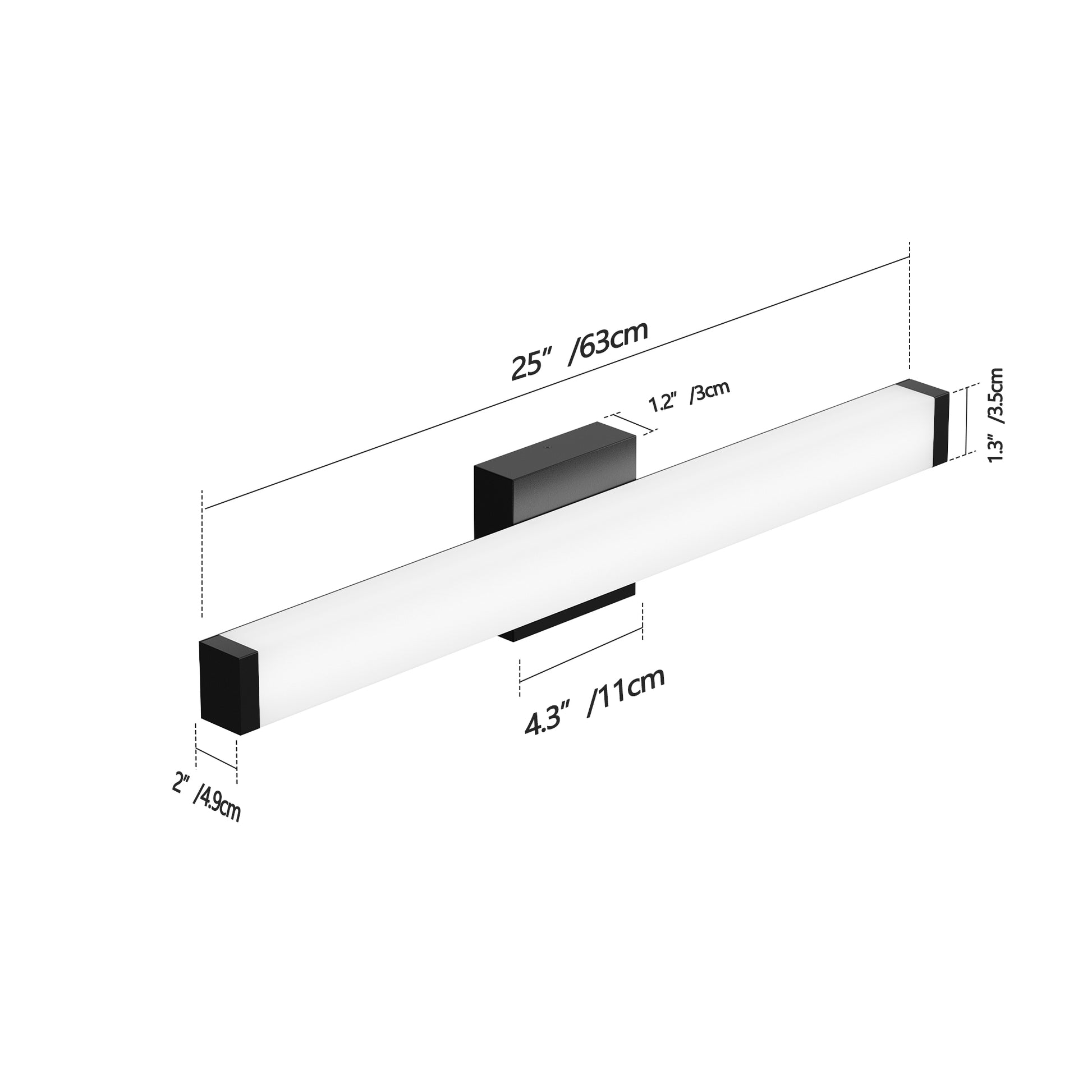 25" Black LED Bathroom Vanity Light - view 11