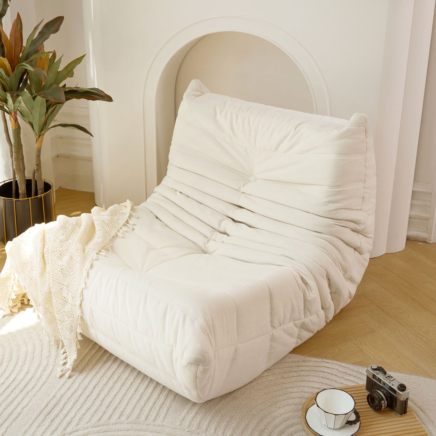 Big Foam Bean Bag Lounger Chair – Off-White