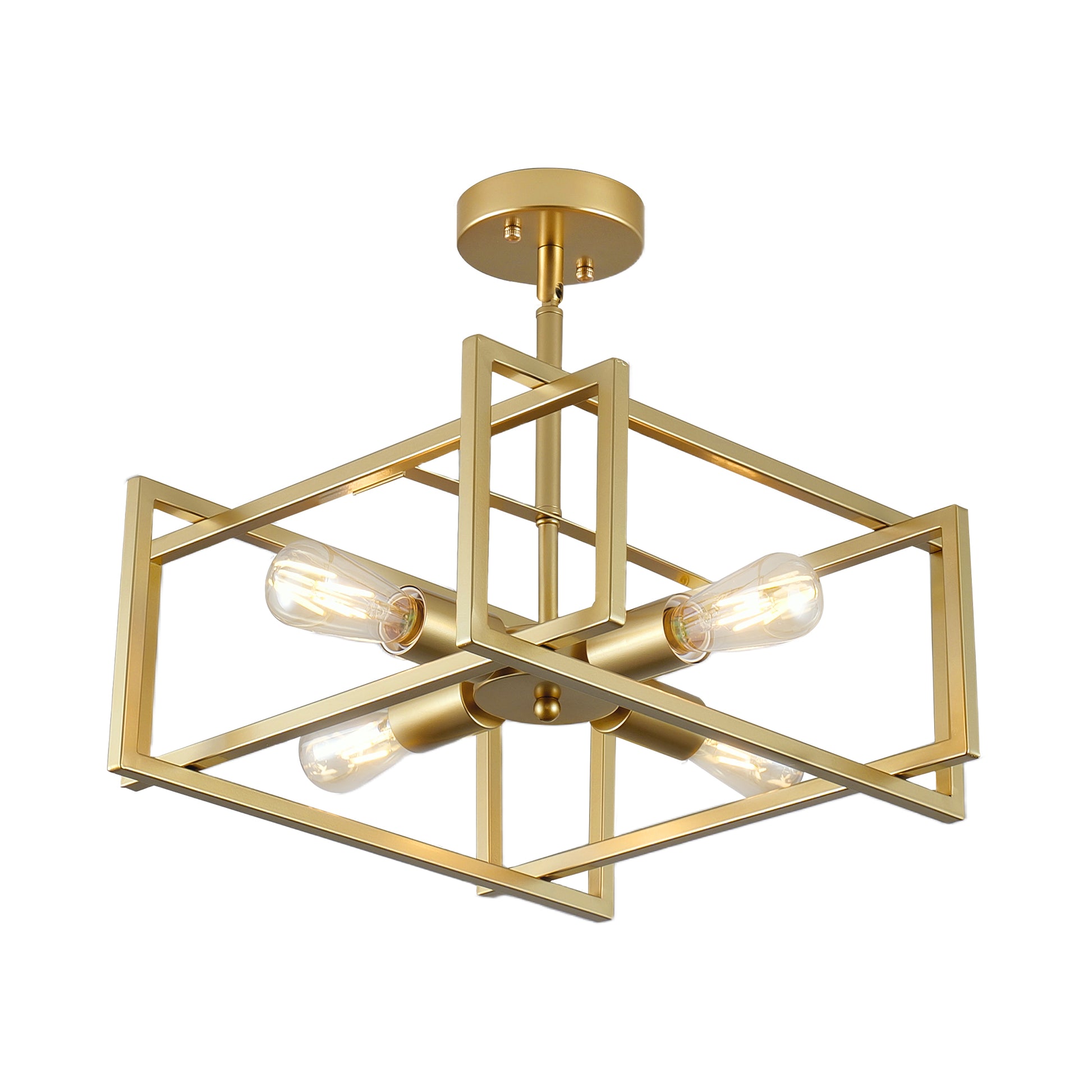 4-Light Gold Industrial Flush Mount Chandelier - view 10
