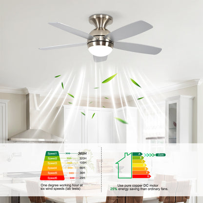52" Satin Nickel Plywood Blade Ceiling Fan with Remote - view 9