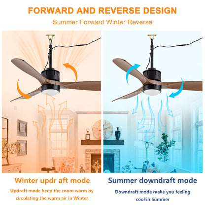 42" Matte Black & Wood Outdoor Ceiling Fan with LED Light - view 7