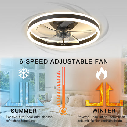 20" Flush Mount Ceiling Fan with Dimmable LED & Remote - view 5