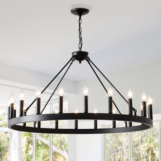 39.4" 20-Light Wagon Wheel Farmhouse Chandelier