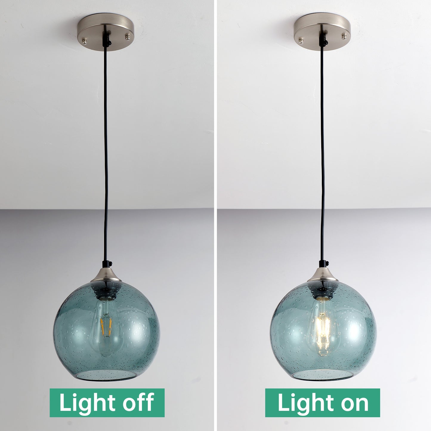 7.9" Green Glass Globe Pendant Light, Set of 2 - view 6
