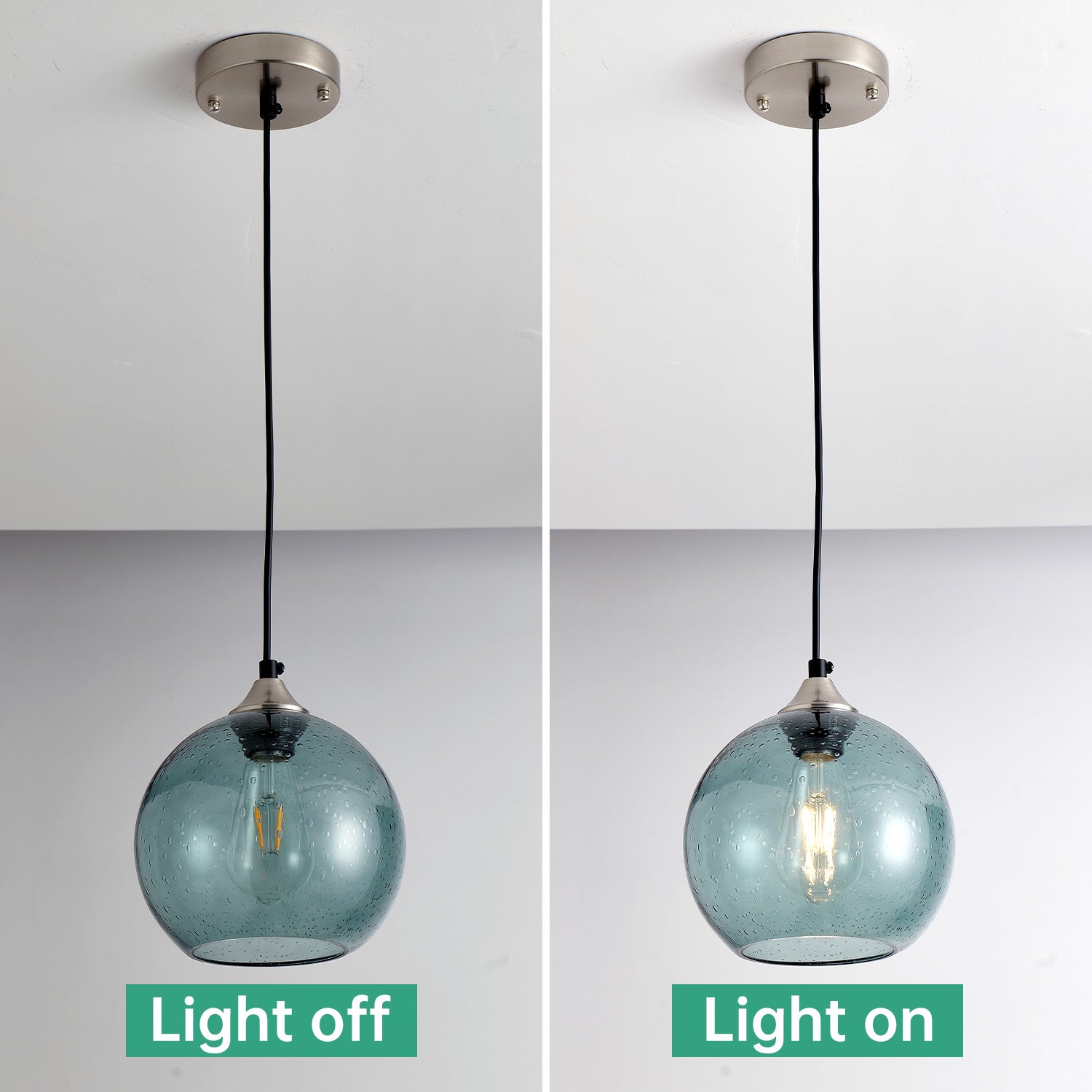 7.9" Green Glass Globe Pendant Light, Set of 2 - view 6