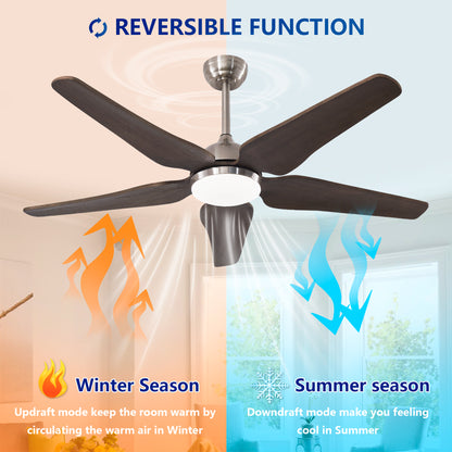 52" Nickel Reversible Ceiling Fan with Light - view 14